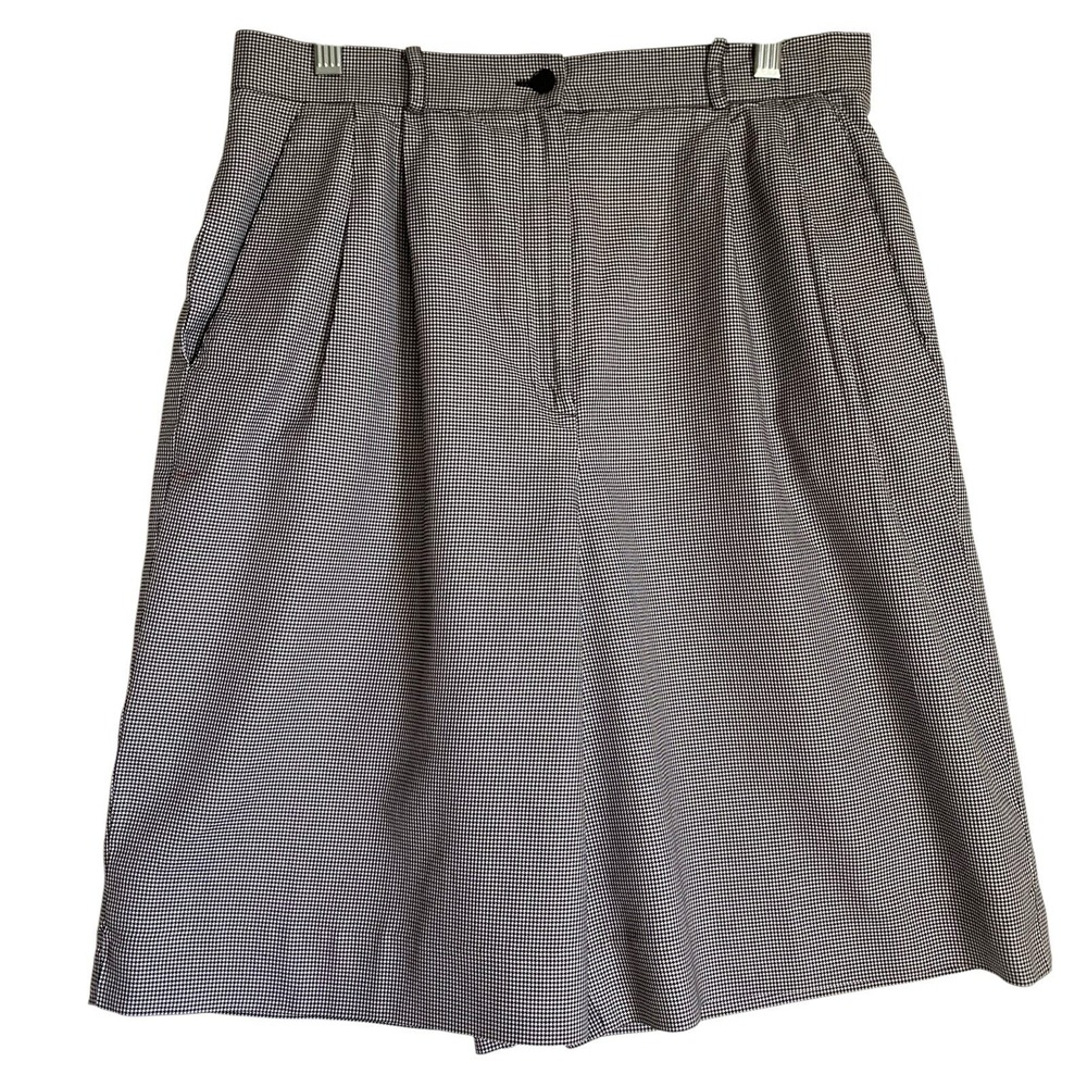 Vintage Pleated Front Shorts L Gray Houndstooth Lined Academia Preppy Retro